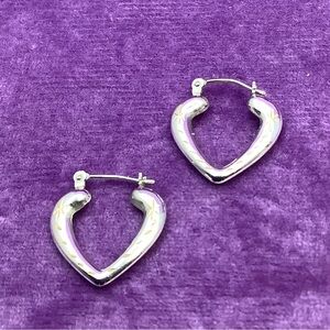 Vintage 14kt White Gold etched hoop earrings